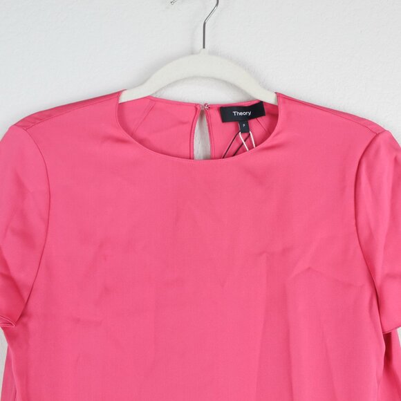 NEW Theory Silk Blend Boxy Fit Stretch Tee – Luxe Workwear/ Everyday Top - Picture 8 of 13